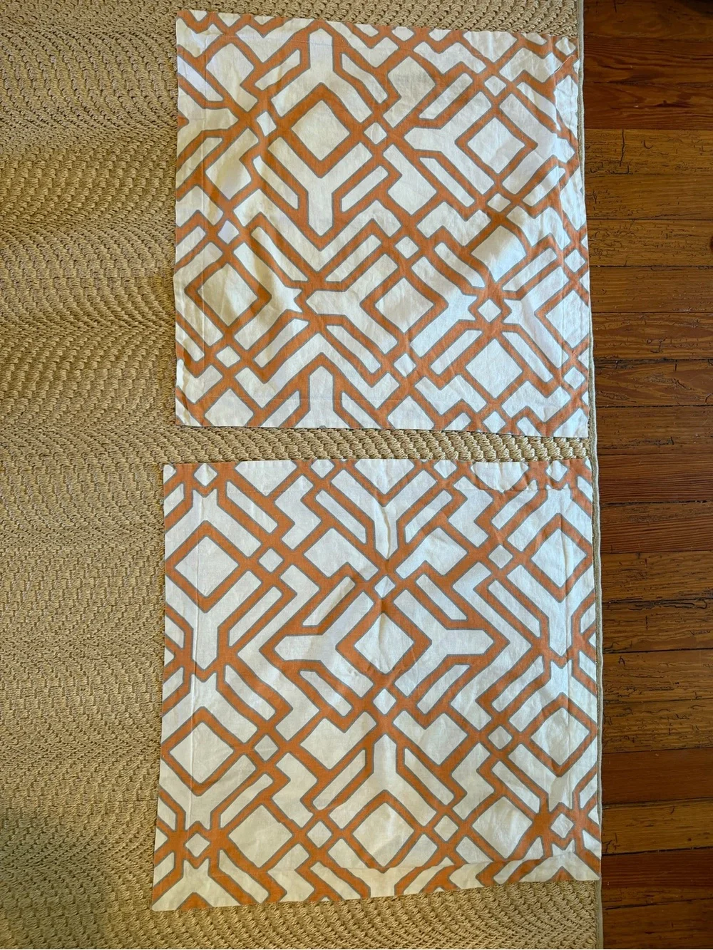 Pottery Barn Shelby Geo Trellis Euro pillow shams. Two